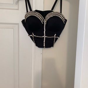 Stunning Corset Top with silver diamond rhinestones
